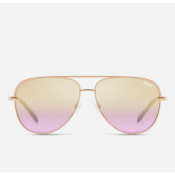 Quay High Key Medium Sunglasses Rose Gold Lavender Fade - Picture 1 of 12